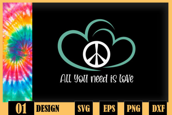 All You Need is Love Hippie Heart Peace Graphics for Crafts