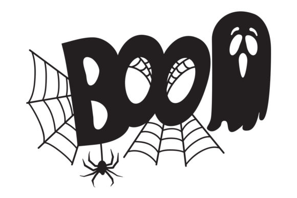 Halloween Boo Spiderweb and Ghost Graphics for Crafts